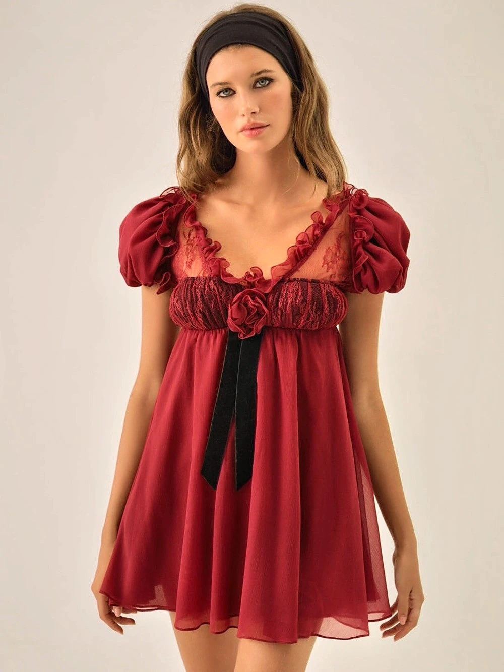 Red Puff Sleeve Mini Dress Size Small NWT